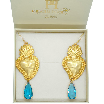 Orecchini ex voto cuore sacro cristallo