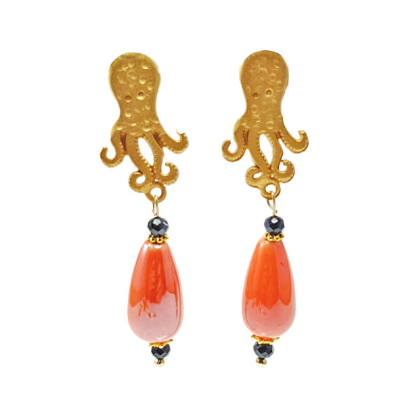 Orecchini Polipo Arancio