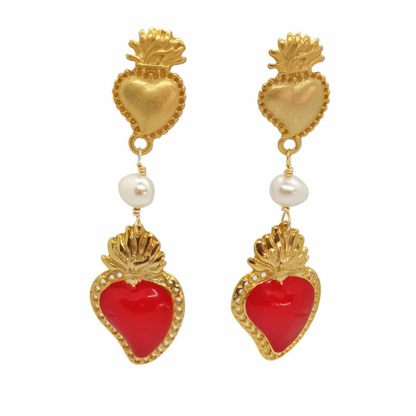 Orecchini Cuore Sacro Rosso