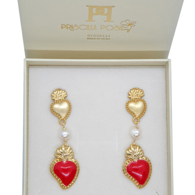 Orecchini Cuore Sacro Rosso