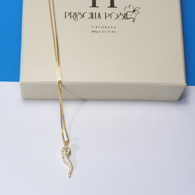 Collana Cornetto Portafortuna Zirconato (oro)