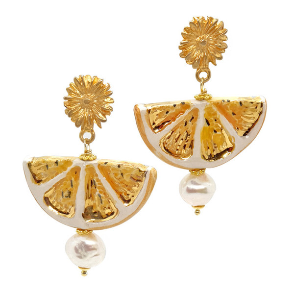 Orecchini Limoni in Ceramica di Caltagirone