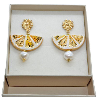 Orecchini Limoni in Ceramica di Caltagirone