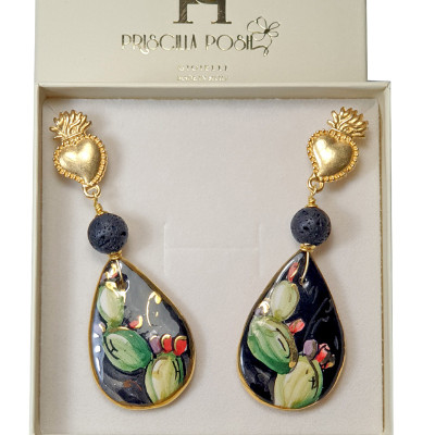 Orecchini Gocce in Ceramica Fichi D'india