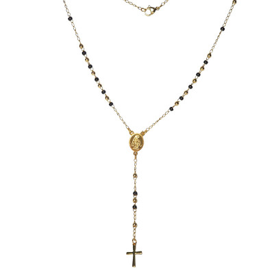 Collana Rosario nera e oro in acciaio