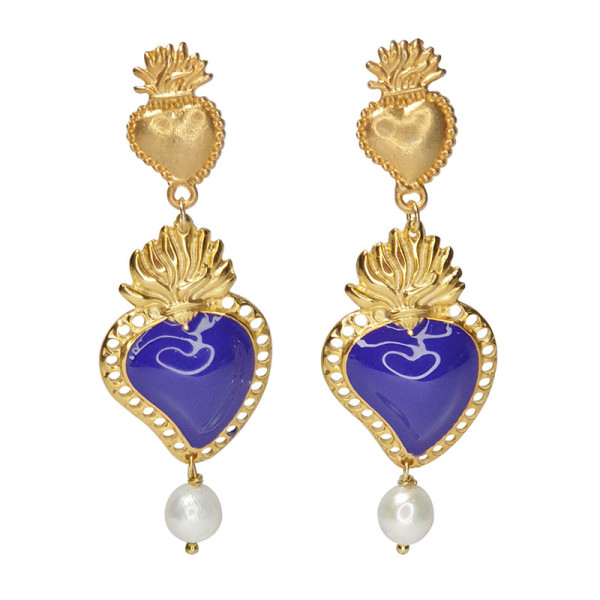 Orecchini Cuore Sacro Blu