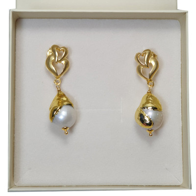 Orecchini Cuore con Perle Barocche