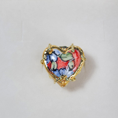 Anello Cuore Giallo in Ceramica di Caltagirone