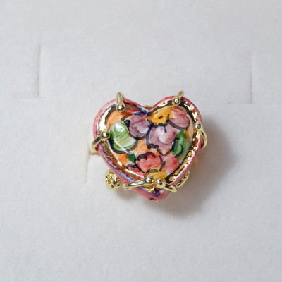 Anello Cuore Rosso in Ceramica di Caltagirone