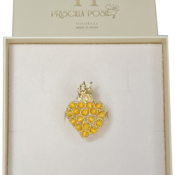Anello Cuore Sacro e Perline