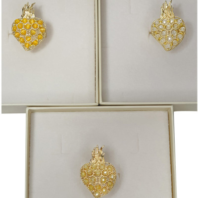 Anello Cuore Sacro e Perline