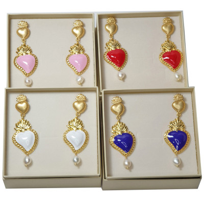Orecchini Cuore Sacro Bianco