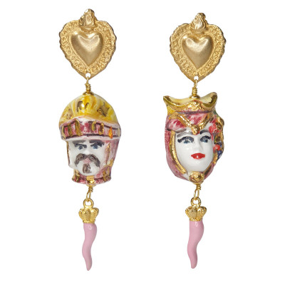 Orecchini Teste di Moro in Ceramica Portafortuna