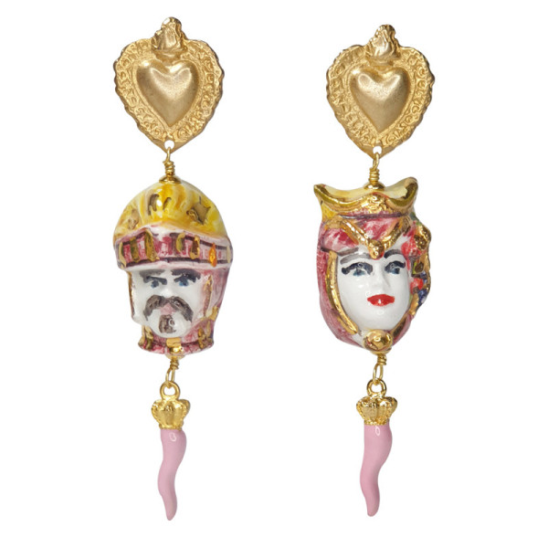 Orecchini Teste di Moro in Ceramica Portafortuna