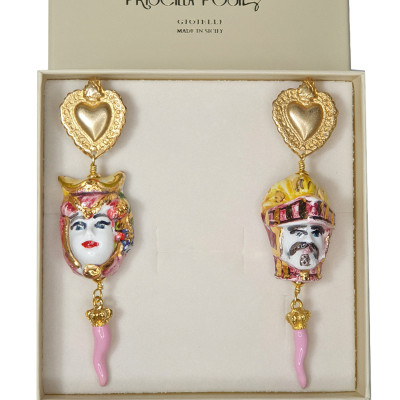 Orecchini Teste di Moro in Ceramica Portafortuna