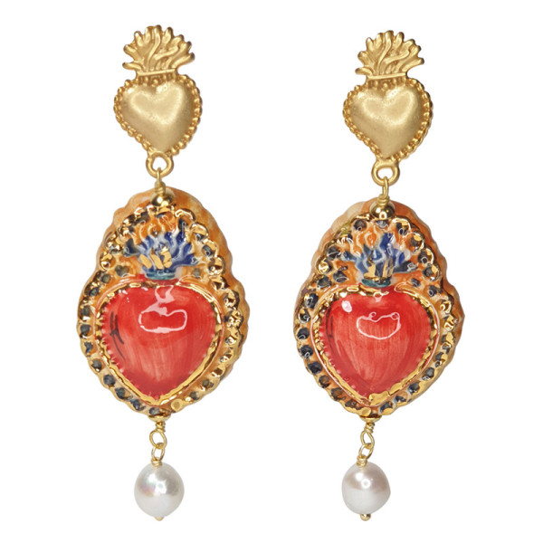 Orecchini Cuore Sacro in Ceramica