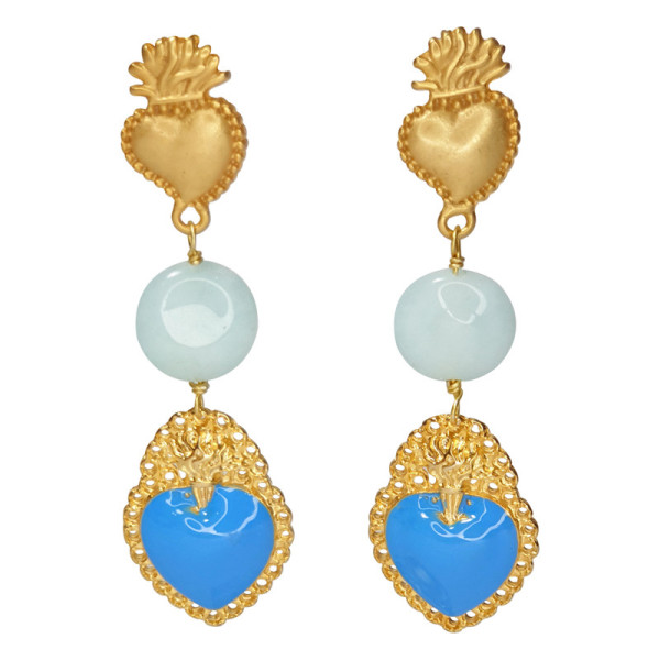 Orecchini Cuore Sacro Azzurri