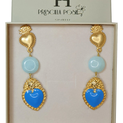 Orecchini Cuore Sacro Azzurri