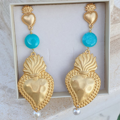 Orecchini Cuore Sacro Turchese