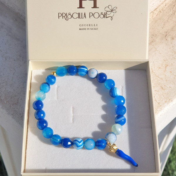 Bracciale Agata Blu Portafortuna