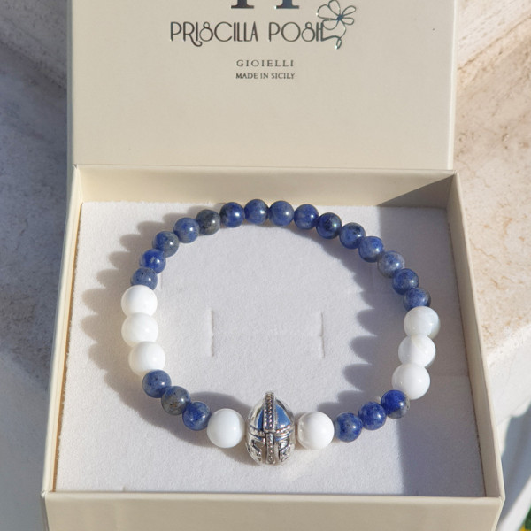 Bracciale Spartano con Pietre Sodalite e Agata