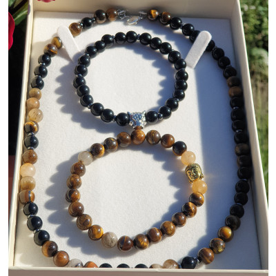 Collana e Bracciale in Occhio di Tigre – Gioielli Unisex con Pietre Naturali | Priscilla Posh Gioielli